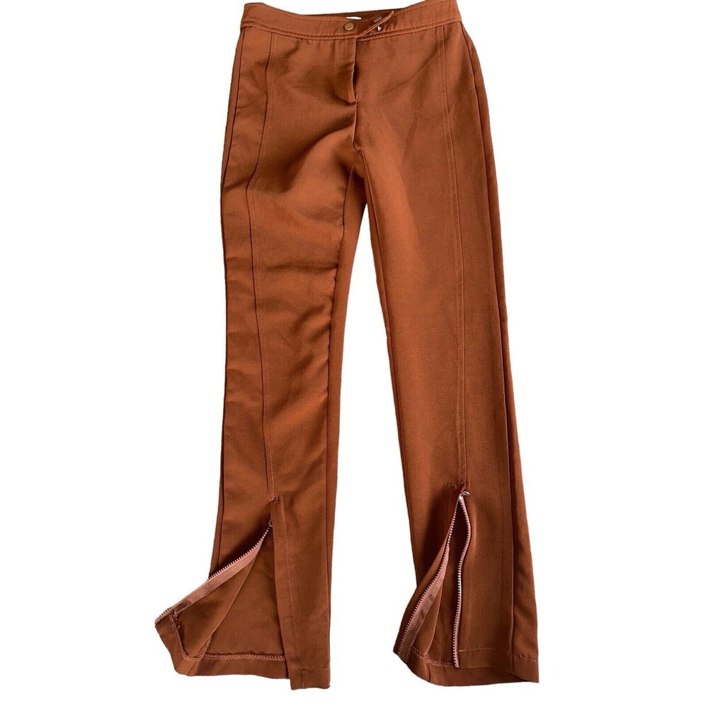 Crescent Pleated Terracotta Zippered Ankle Womens Small Trouser Pants